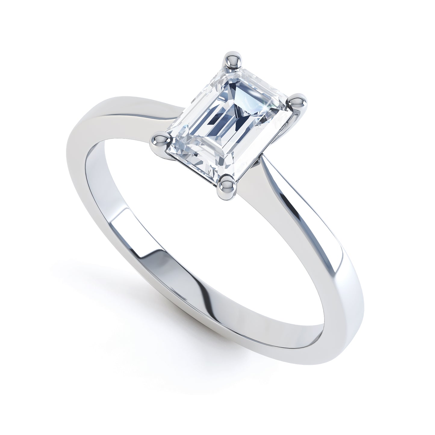 Emerald Cut 4 Claw Low Set Band