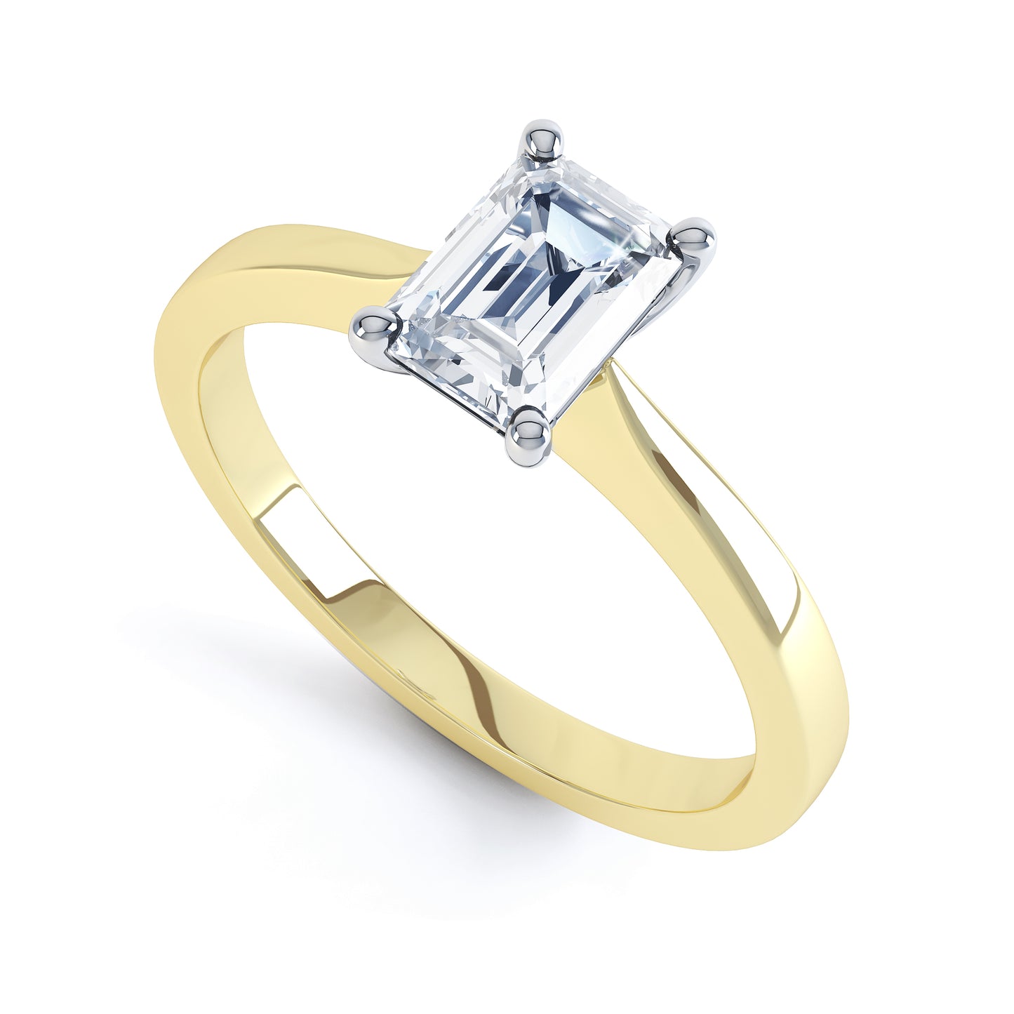 Emerald Cut 4 Claw Low Set Band