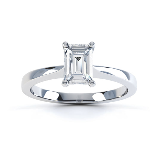 Emerald Cut 4 Claw Low Set Band