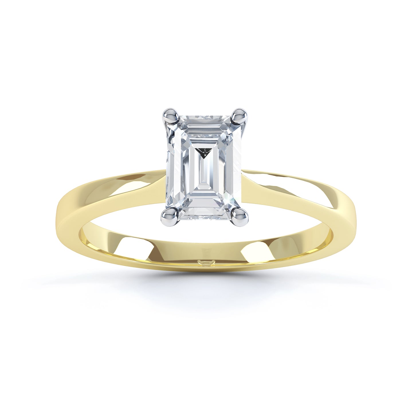 Emerald Cut 4 Claw Low Set Band