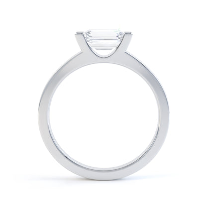 Emerald Cut 4 Claw H Set Band