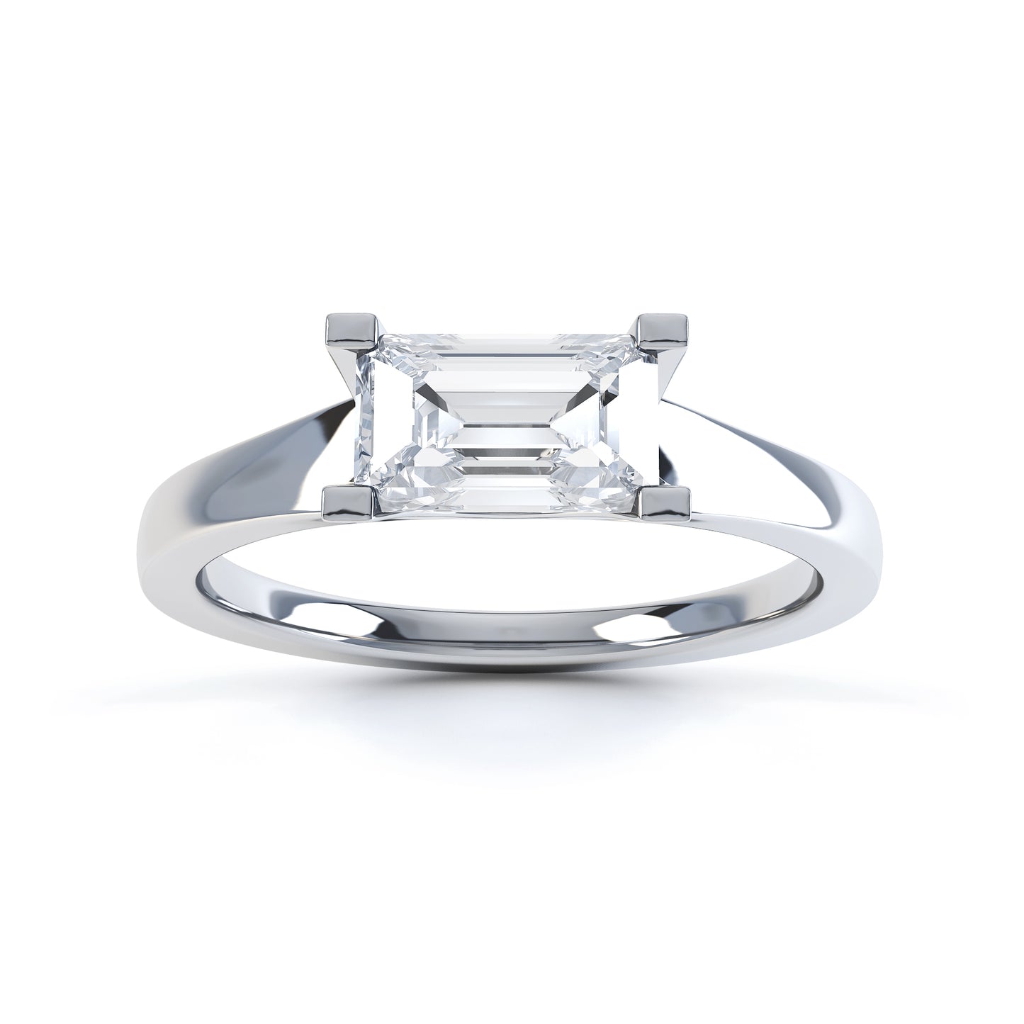 Emerald Cut 4 Claw H Set Band