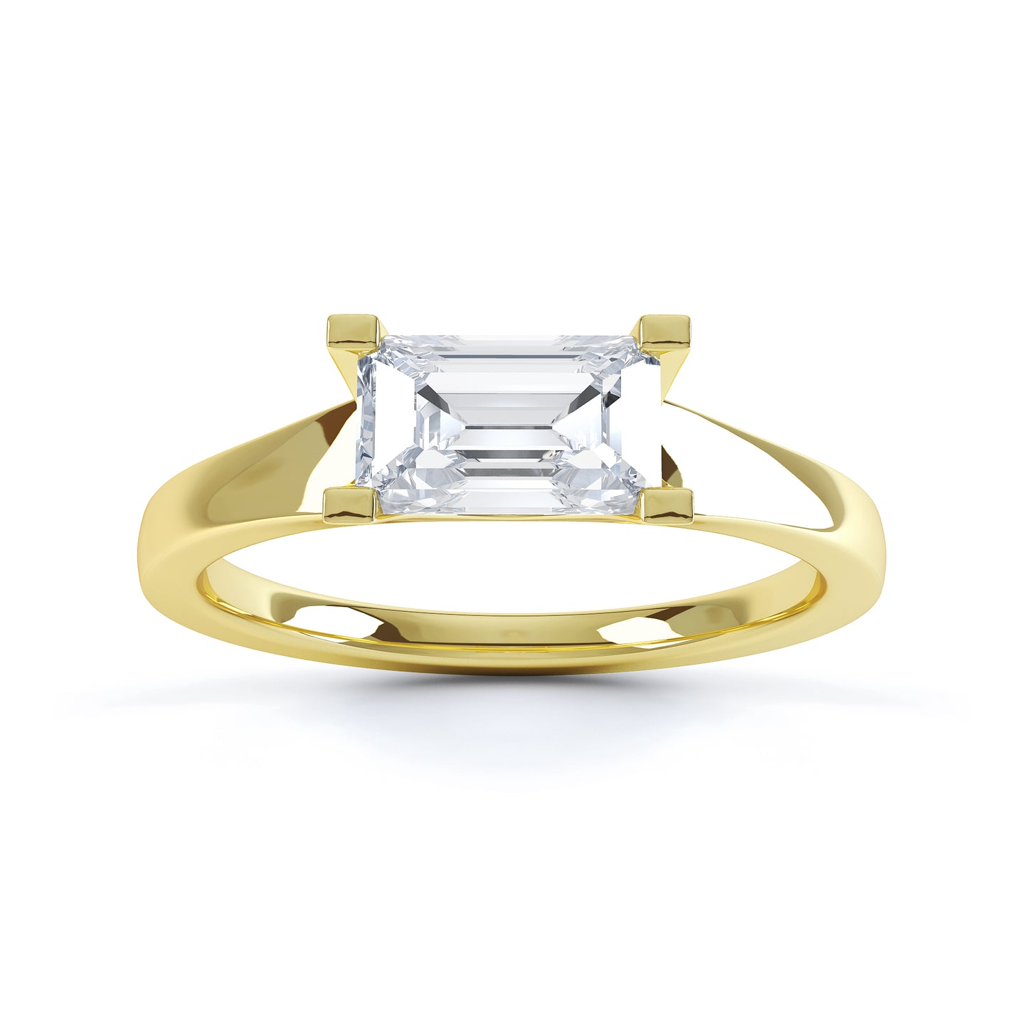 Emerald Cut 4 Claw H Set Band