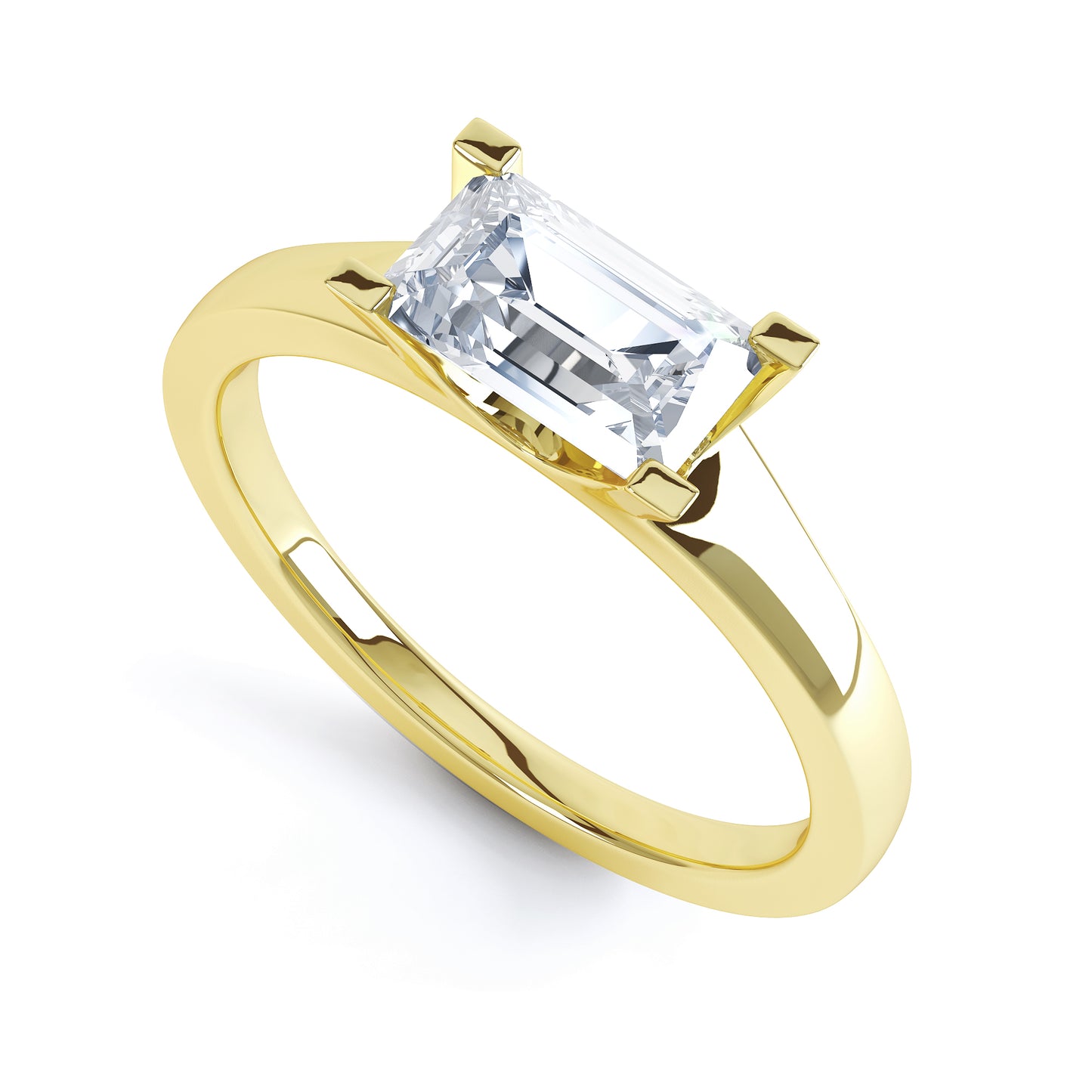 Emerald Cut 4 Claw H Set Band