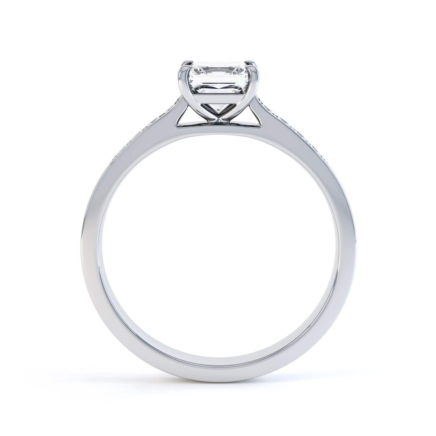 Princess Cut 4 Claw 10 Stone Shoulder Set Band