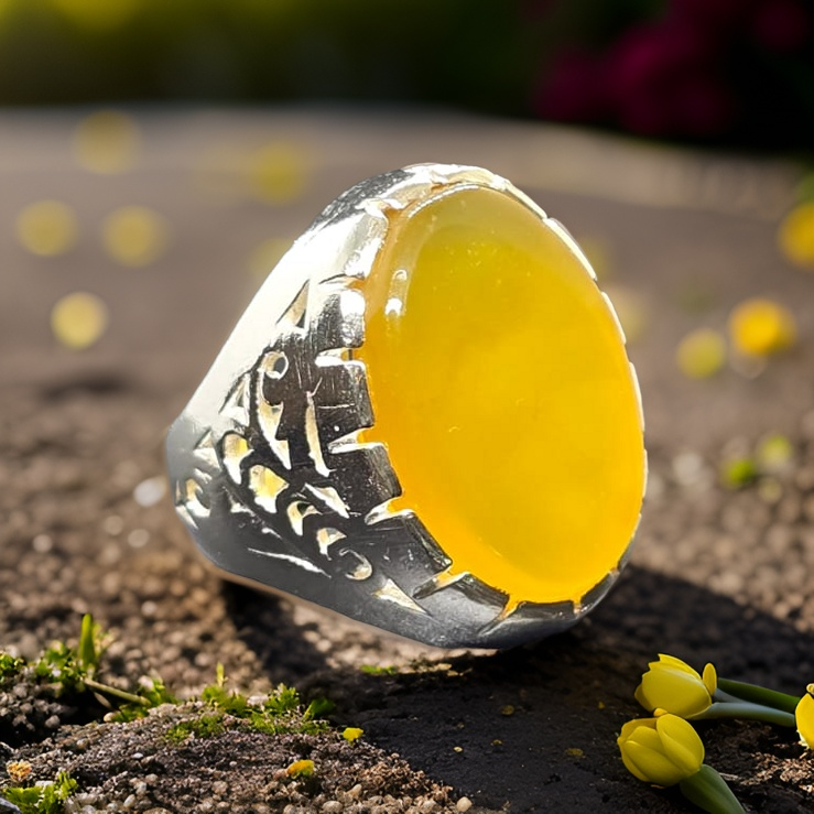 Yellow Hakik (Agate) Ring