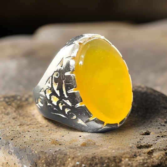 Yellow Hakik (Agate) Ring