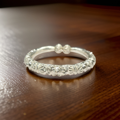 Gents silver kara with lac mix