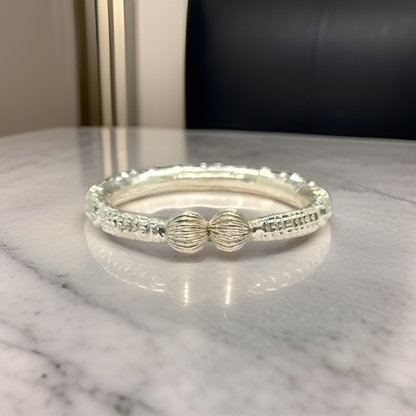 Gents silver kara with lac mix