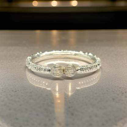 Gents silver kara with lac mix