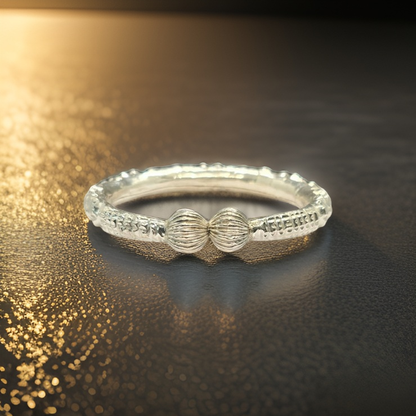 Gents silver kara with lac mix