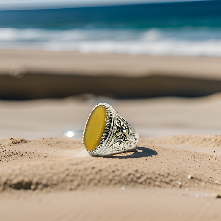 Yellow Hakik (Agate) Ring