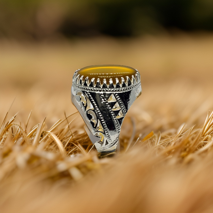 Yellow Hakik (Agate) Ring