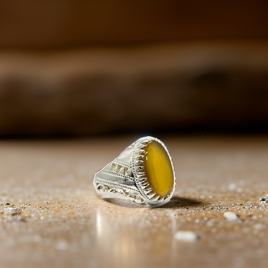 Yellow Hakik (Agate) Ring