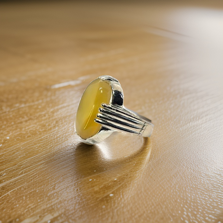 Yellow Hakik (Agate) Ring