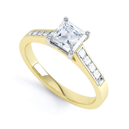 Princess Cut 4 Claw 10 Stone Shoulder Set Band